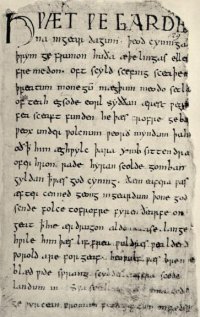 Primeira página do manuscrito de Beowulf